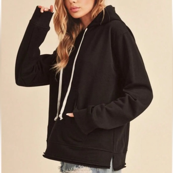 Aemi+Co S Distressed Black Hoodie - Picture 2 of 4